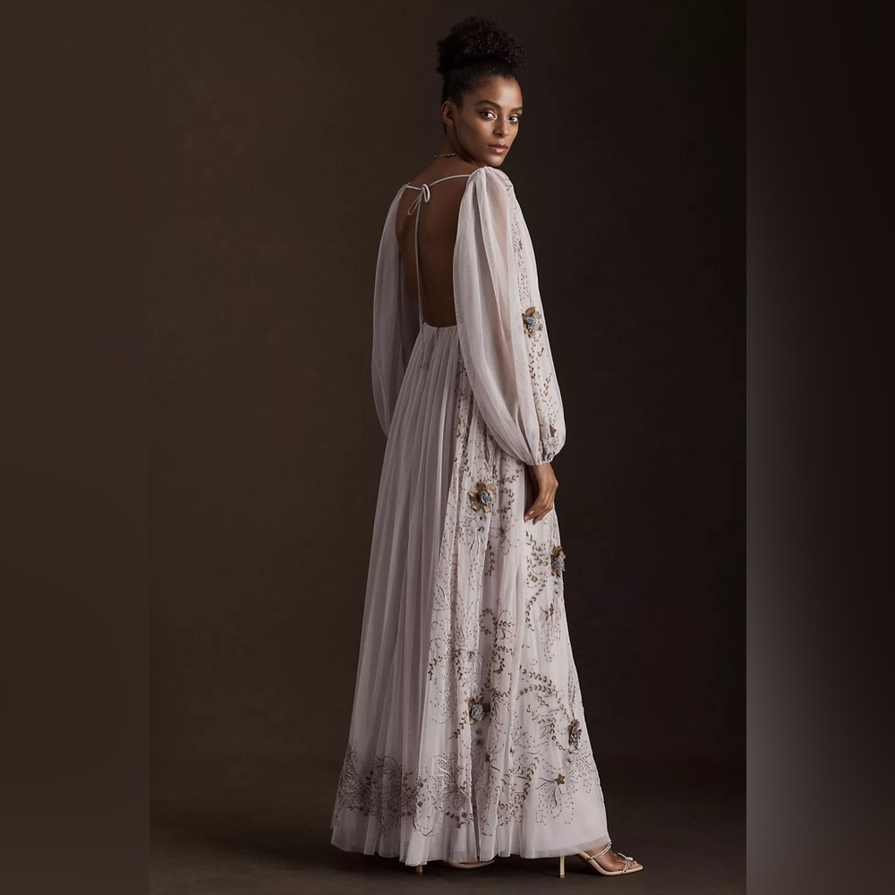 Anthropologie Dusty Lavender Embroidered Maxi Dress - Picture 3 of 12